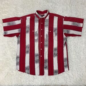 Panhandle Slim Shirt Size XL Red Stripped Western Button Up All Over Print Rodeo